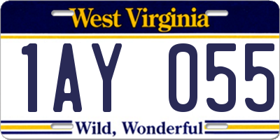 WV license plate 1AY055