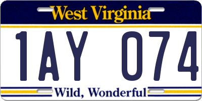 WV license plate 1AY074