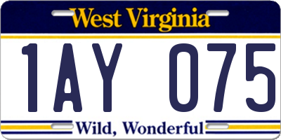 WV license plate 1AY075