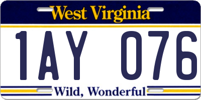 WV license plate 1AY076