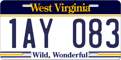 WV license plate 1AY083