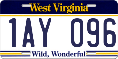 WV license plate 1AY096