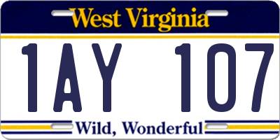 WV license plate 1AY107