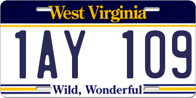 WV license plate 1AY109