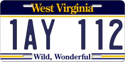 WV license plate 1AY112