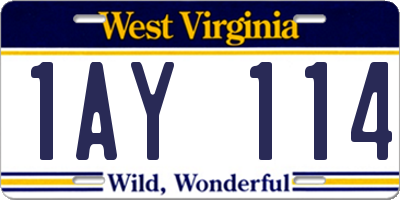 WV license plate 1AY114