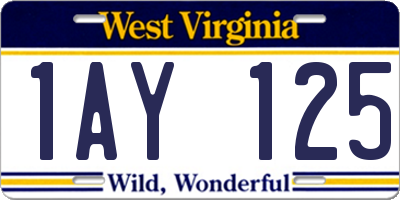WV license plate 1AY125