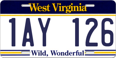 WV license plate 1AY126