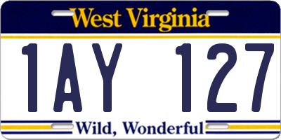WV license plate 1AY127