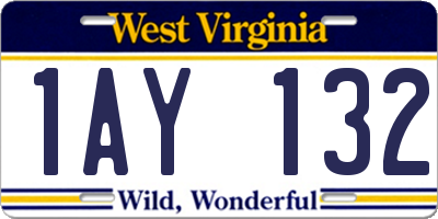 WV license plate 1AY132