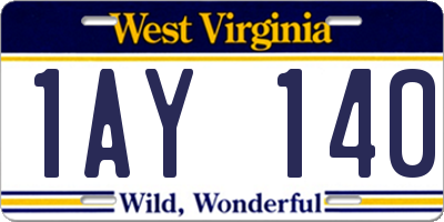 WV license plate 1AY140