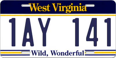 WV license plate 1AY141