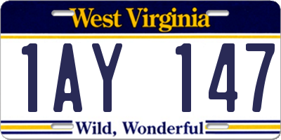 WV license plate 1AY147