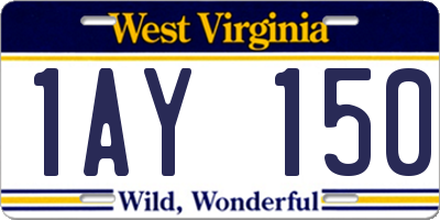 WV license plate 1AY150