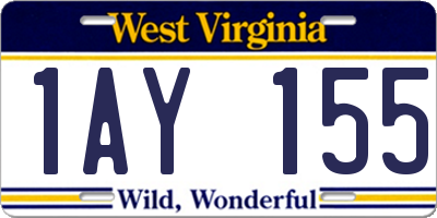 WV license plate 1AY155