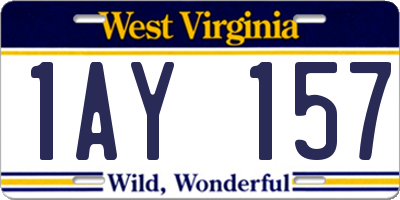WV license plate 1AY157