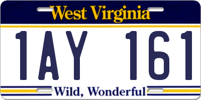 WV license plate 1AY161