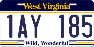 WV license plate 1AY185