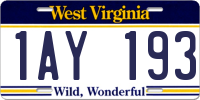 WV license plate 1AY193