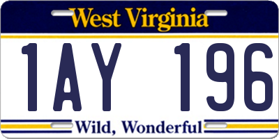 WV license plate 1AY196