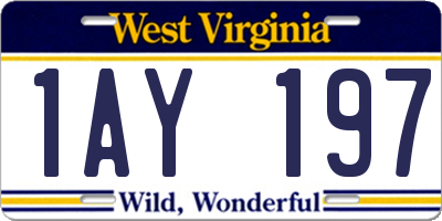 WV license plate 1AY197