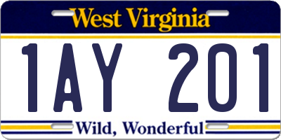 WV license plate 1AY201
