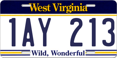 WV license plate 1AY213