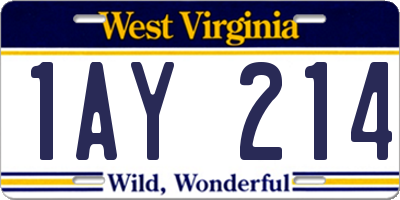 WV license plate 1AY214