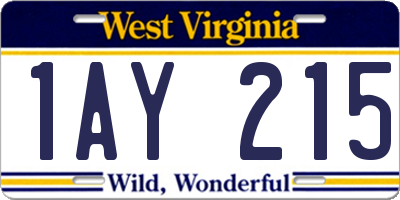 WV license plate 1AY215