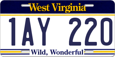 WV license plate 1AY220