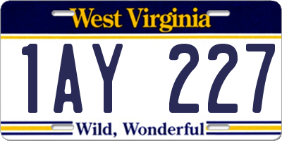 WV license plate 1AY227
