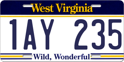 WV license plate 1AY235