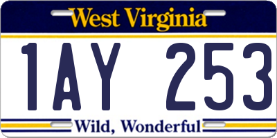 WV license plate 1AY253