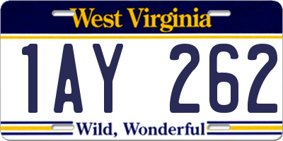 WV license plate 1AY262