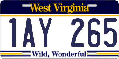 WV license plate 1AY265