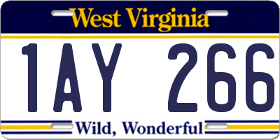 WV license plate 1AY266
