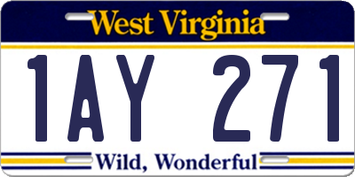 WV license plate 1AY271