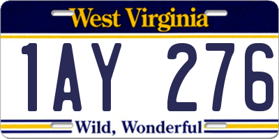 WV license plate 1AY276