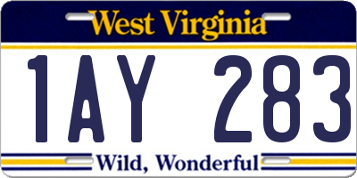 WV license plate 1AY283