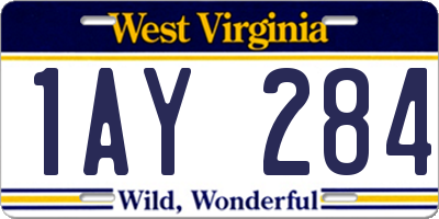 WV license plate 1AY284