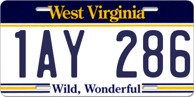 WV license plate 1AY286