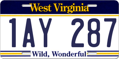WV license plate 1AY287