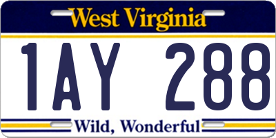 WV license plate 1AY288