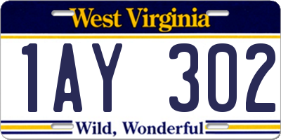 WV license plate 1AY302