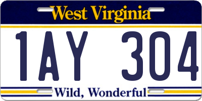 WV license plate 1AY304