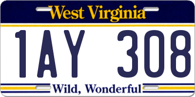 WV license plate 1AY308