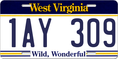 WV license plate 1AY309