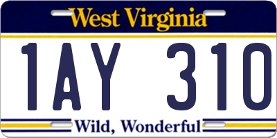 WV license plate 1AY310