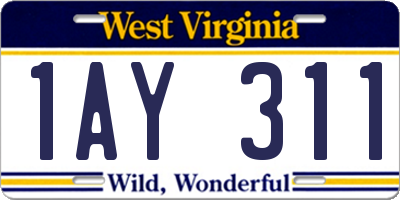 WV license plate 1AY311