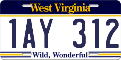 WV license plate 1AY312